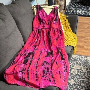 Elegant Pink and Black Maxi Dress
